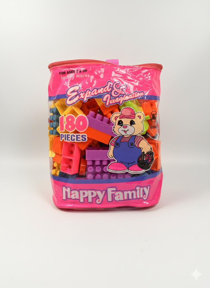 Happy Family 180-250 Pieces Building Blocks Set – Kids Creative Construction Toy (3+ Years)