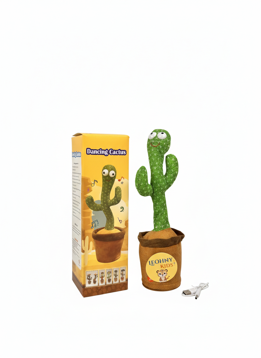 Dancing Cactus Toy with Music & Voice Recording – USB Rechargeable Interactive Plush Toy for Kids