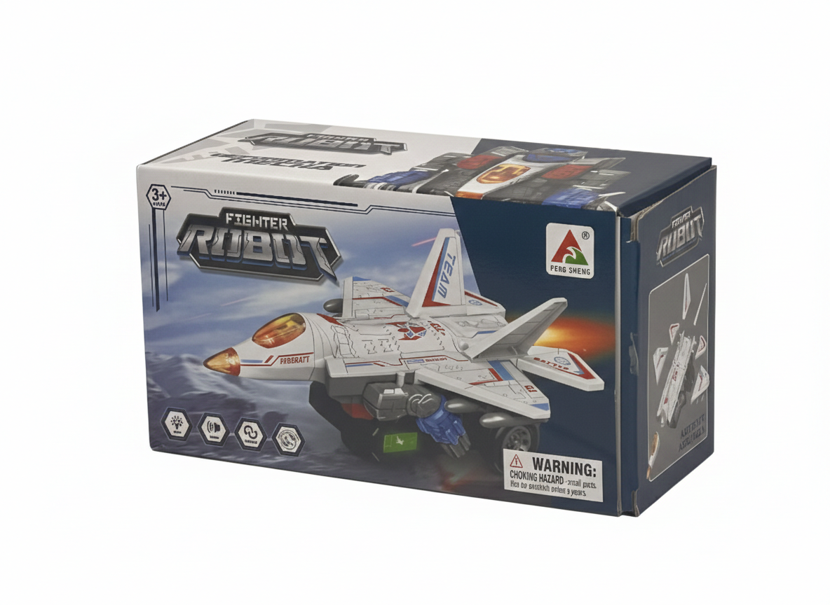 Fighter Robot Transforming Jet Toy with Lights & Sound – 3+ Ages