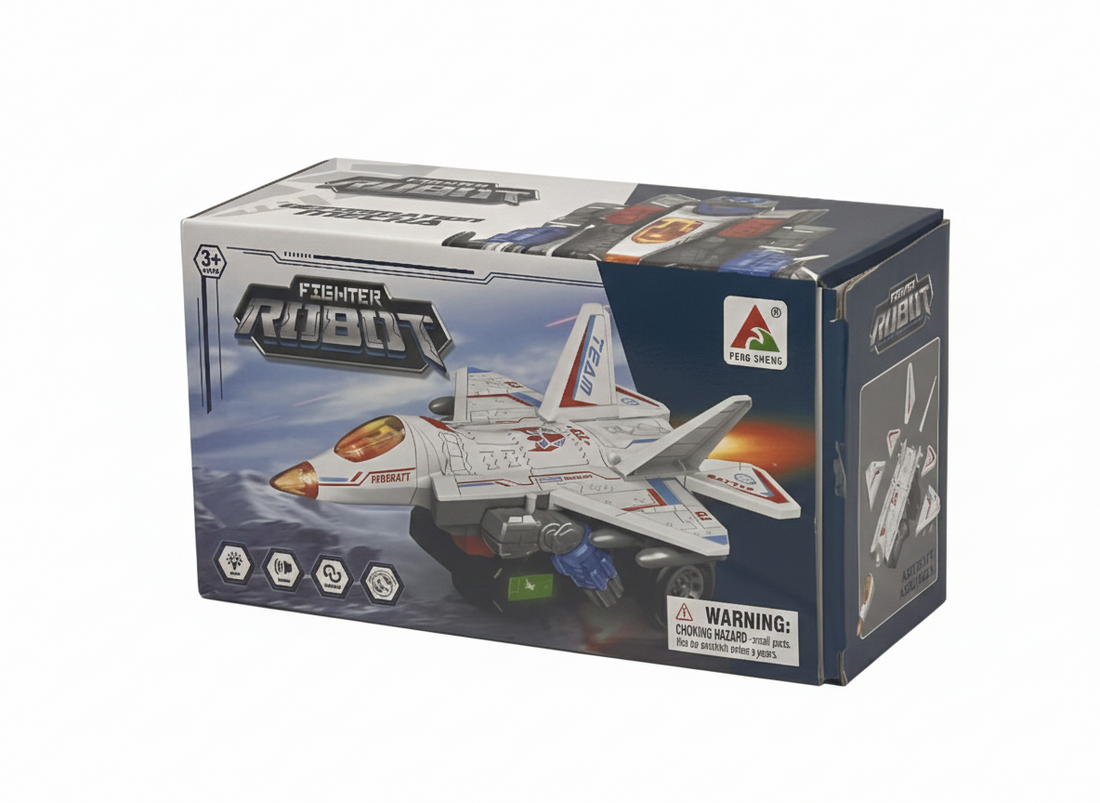 Fighter Robot Transforming Jet Toy with Lights & Sound – 3+ Ages