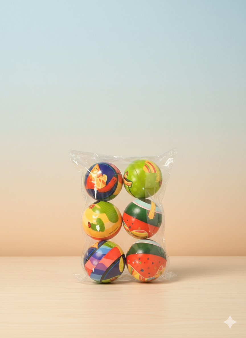 Colorful Printed Soft Play Balls for Kids – 6 Piece Lightweight Toy Ball Set