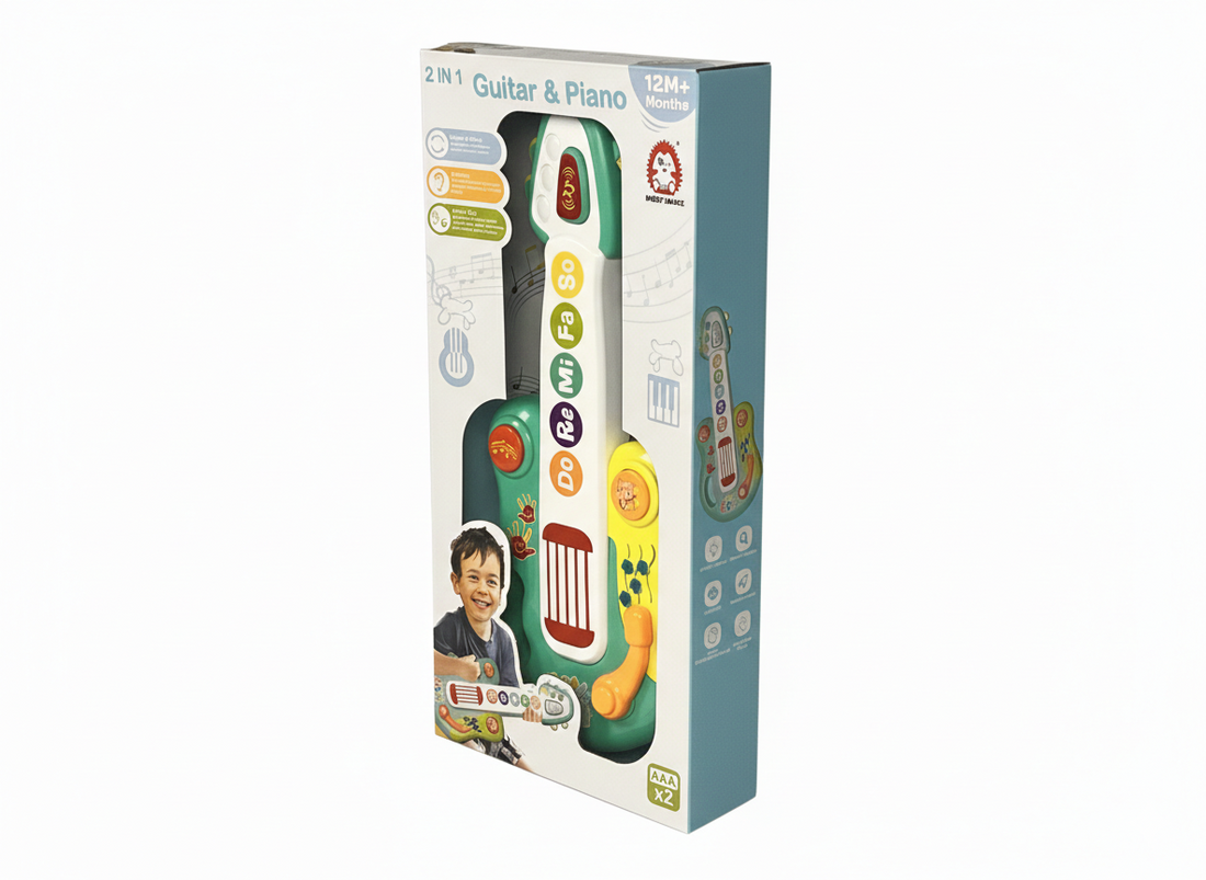 2 in 1 Guitar & Piano Musical Toy for Kids – Early Learning Instrument (12+ Months)