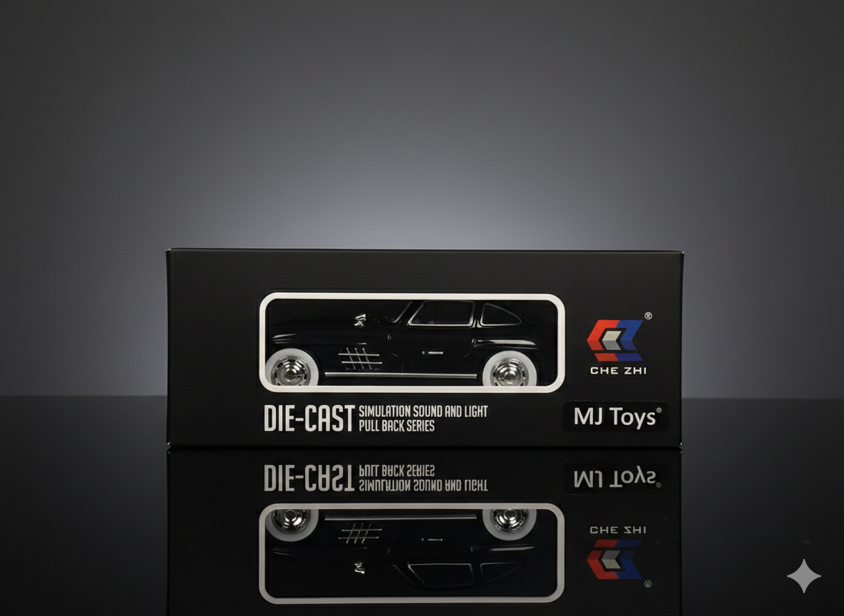 Mercedes-Benz 300SL Classic Black Die-Cast Model Car – Sound & Light Pull Back Series (1:24 Scale)