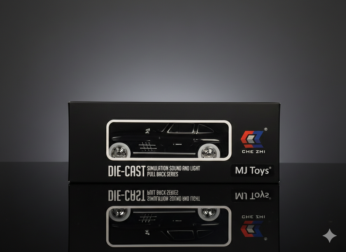 Mercedes-Benz 300SL Classic Black Die-Cast Model Car – Sound & Light Pull Back Series (1:24 Scale)