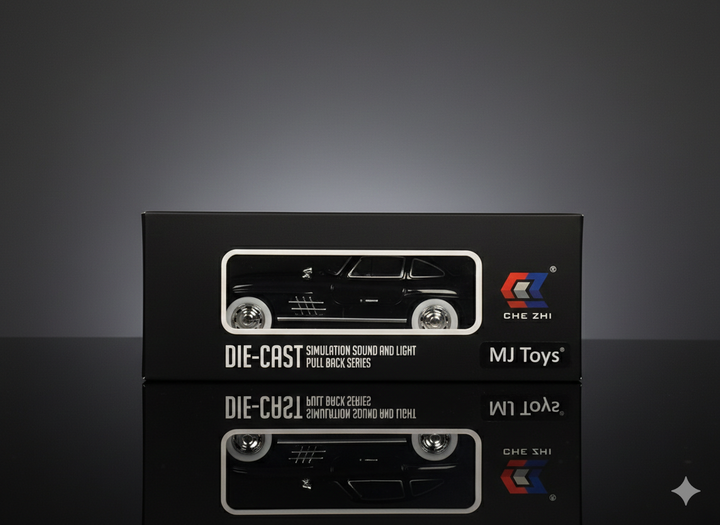 Mercedes-Benz 300SL Classic Black Die-Cast Model Car – Sound & Light Pull Back Series (1:24 Scale)