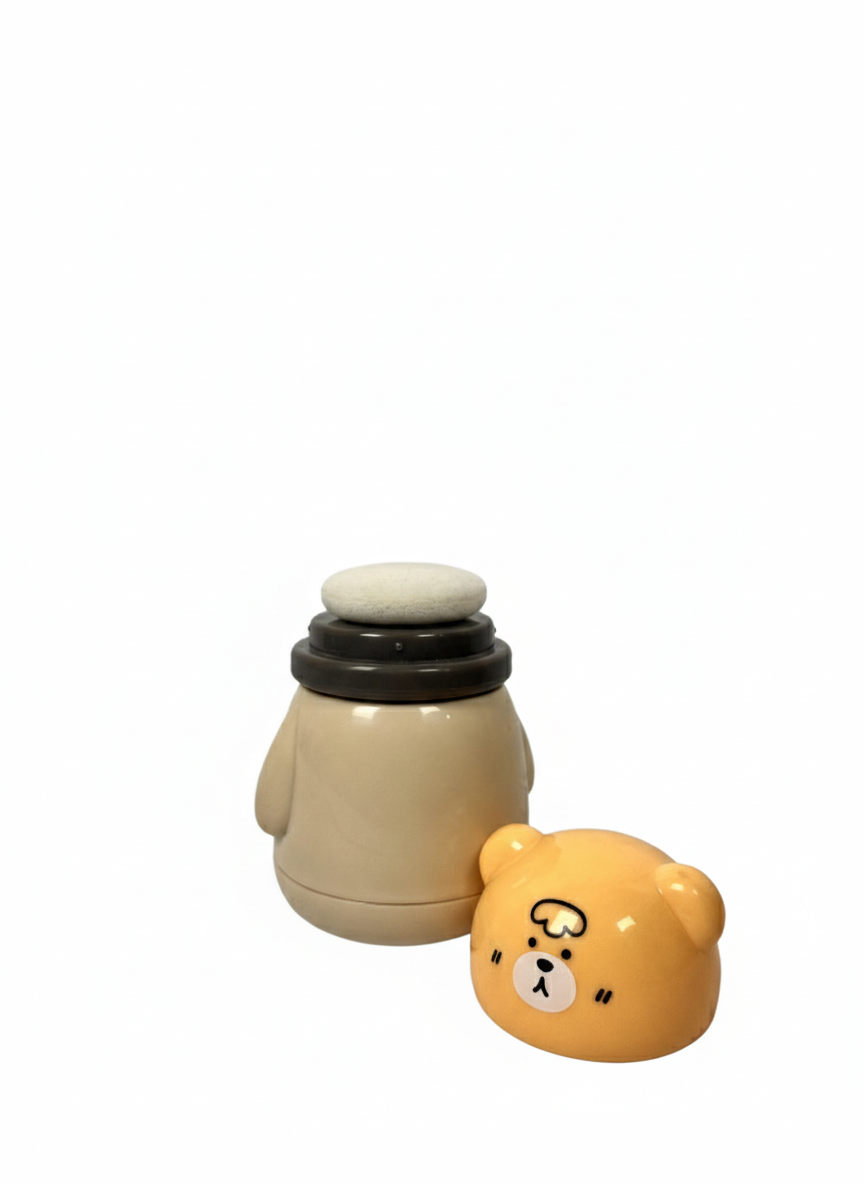 Kiddo Bear Baby Powder Puff Container – Cute Dusting Box with Soft Sponge