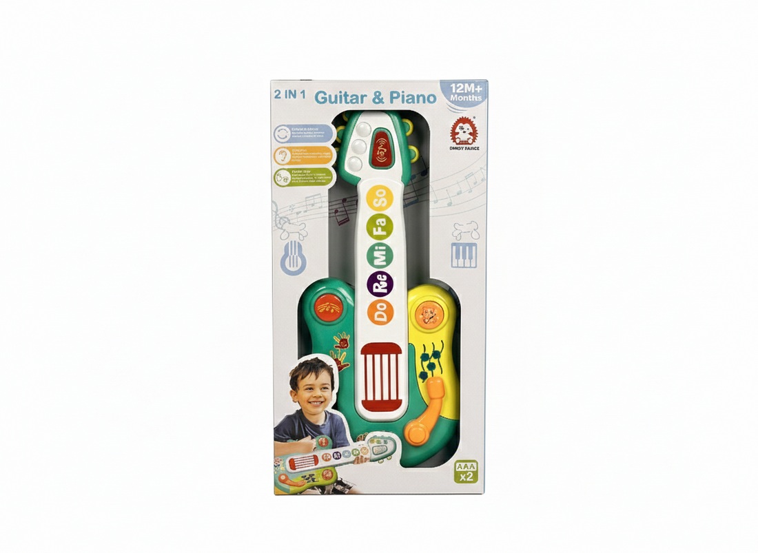 2 in 1 Guitar & Piano Musical Toy for Kids – Early Learning Instrument (12+ Months)