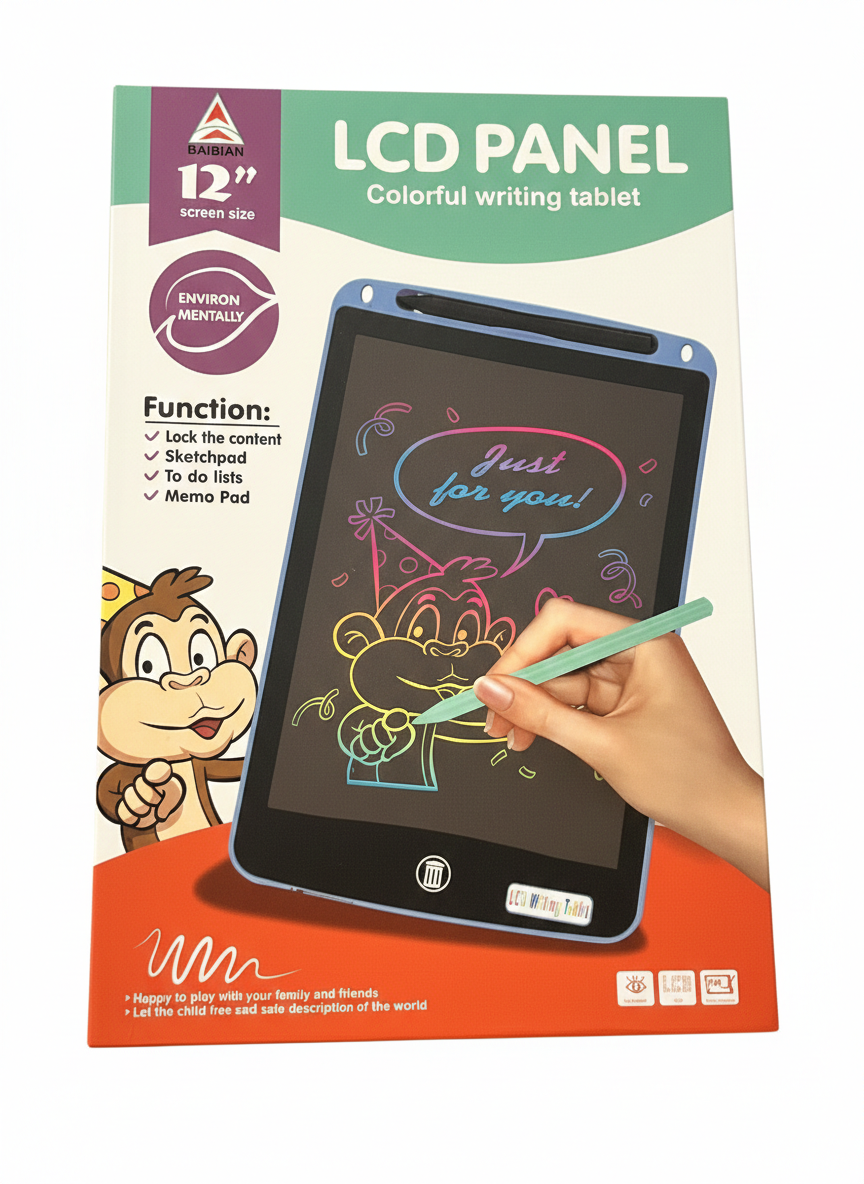 12 Inch LCD Panel Colorful Writing Tablet for Kids – Digital Drawing & Memo Board