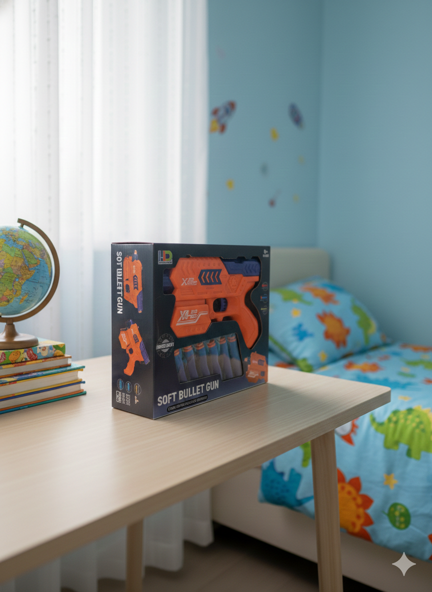 Soft Bullet Gun Toy for Kids – Foam Dart Blaster with Refill Bullets