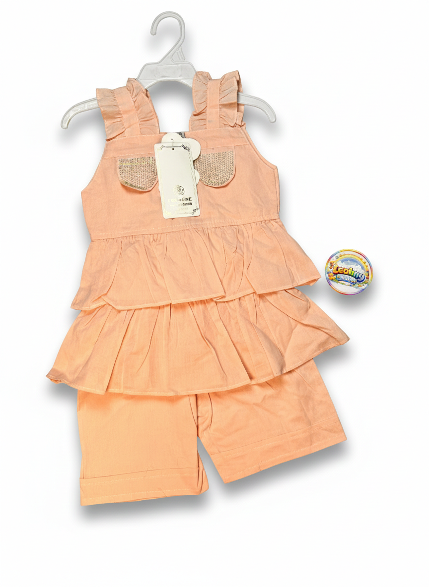 Baby Girls Yellow Ruffle Top & Shorts Set – Summer 2 Piece Outfit