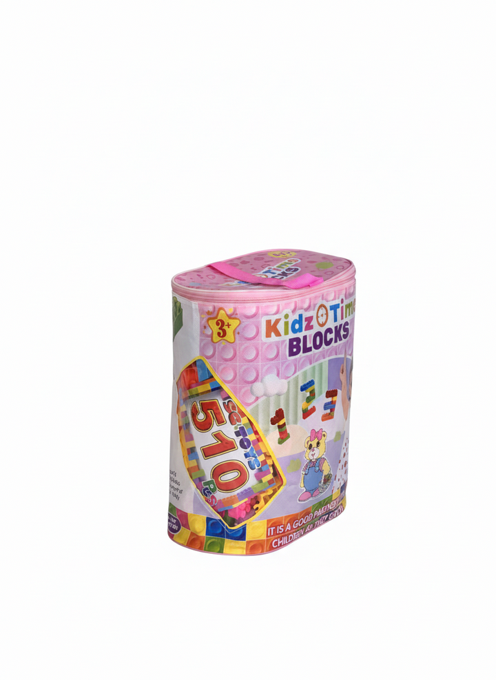 Kidz Time Blocks – Colorful Building Blocks Set for Kids with Zipper Storage Bag