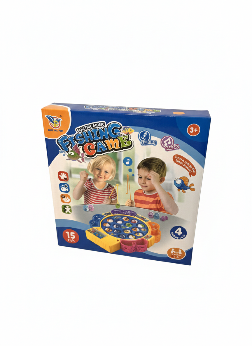 Electric Musical Fishing Game Toy – 15 Fish Rotating Board Game for Kids (4 Players)