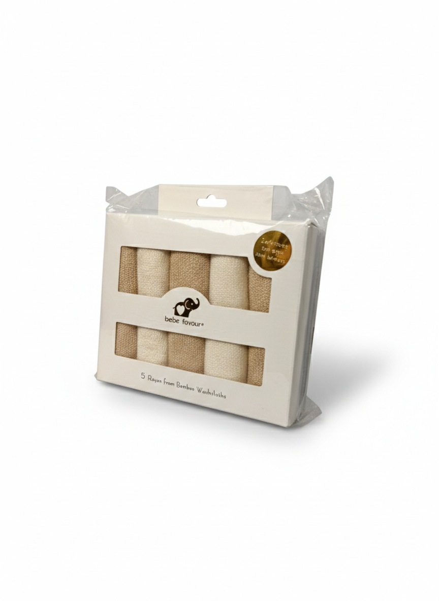 Bebe Favour Bamboo Baby Washcloths – 5 Pack Soft Rayon Towels (Premium Quality)