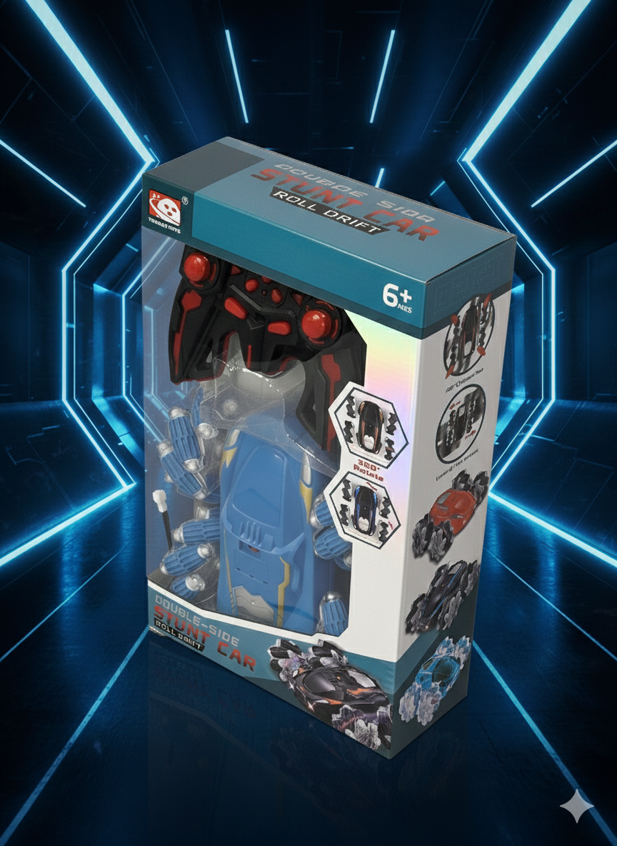 Double-Side 360° Rotating Stunt Car with Remote Control – Roll Drift Toy Car for Kids (6+ Ages)