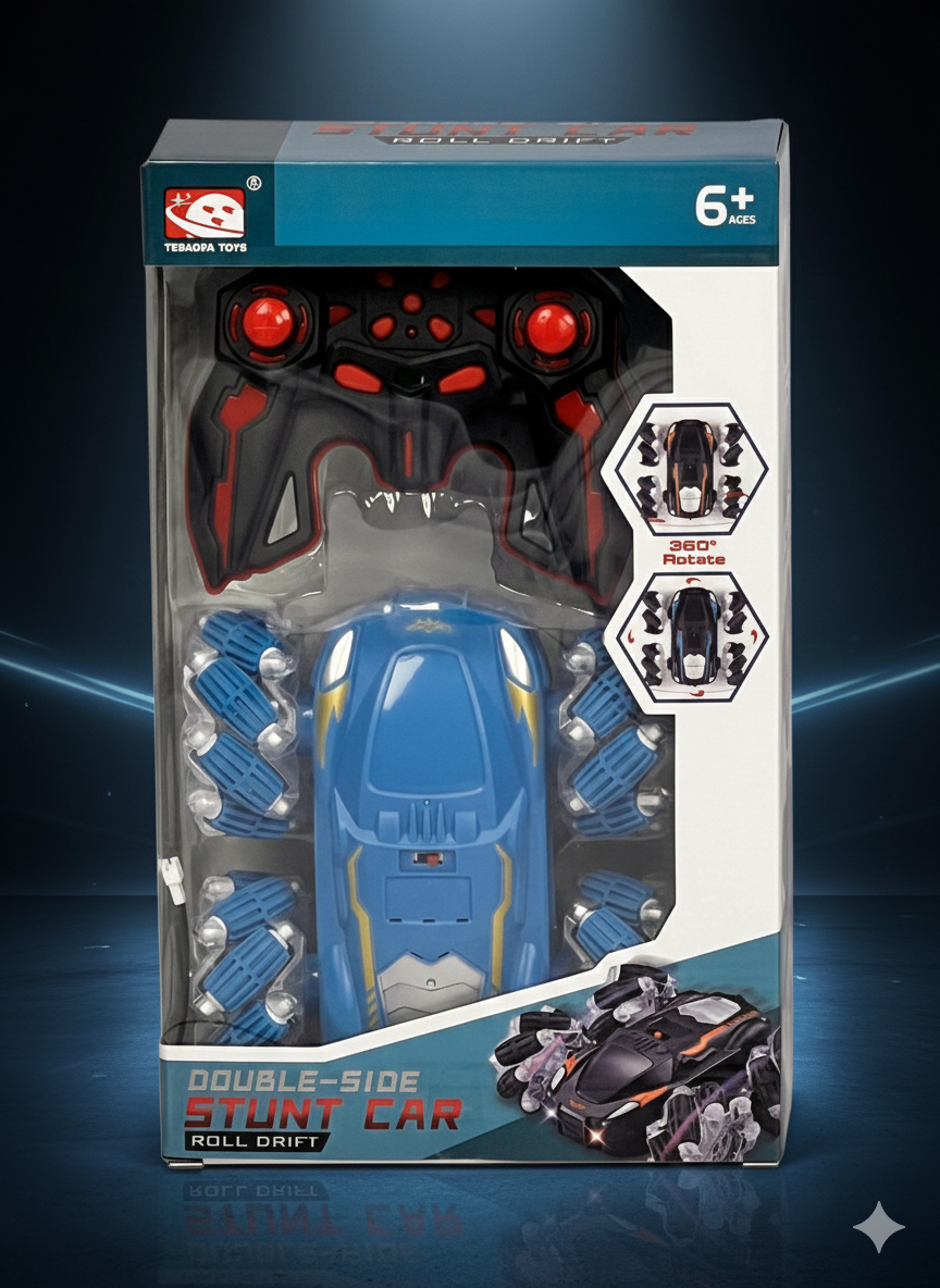 Double-Side 360° Rotating Stunt Car with Remote Control – Roll Drift Toy Car for Kids (6+ Ages)