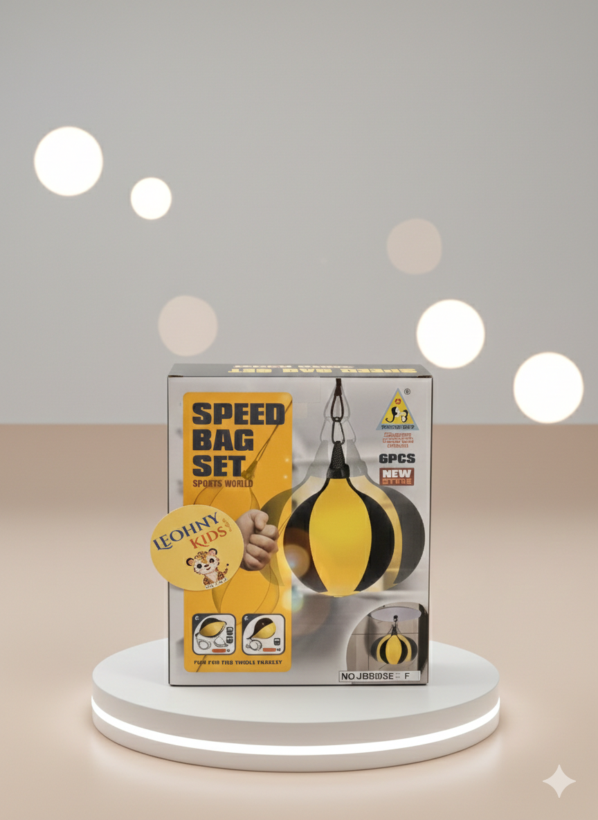 Speed Bag Set for Kids – Hanging Punching Ball with Soft Bullet Gun Darts