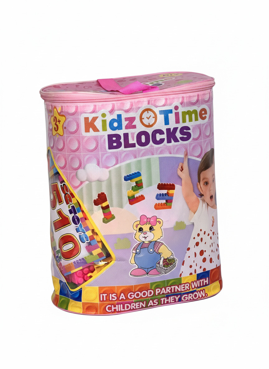 Kidz Time Blocks – Colorful Building Blocks Set for Kids with Zipper Storage Bag - Leohny Kids