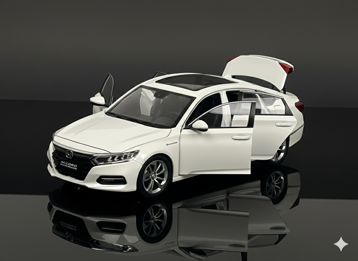 Honda Accord White Die-Cast Model Car – Sound & Light Pull Back Series (1:24 Scale)