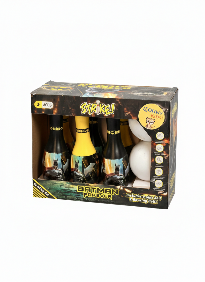 Batman Forever Kids Bowling Set – 6 Pins with 2 Balls | Indoor Strike Game (Ages 3+)