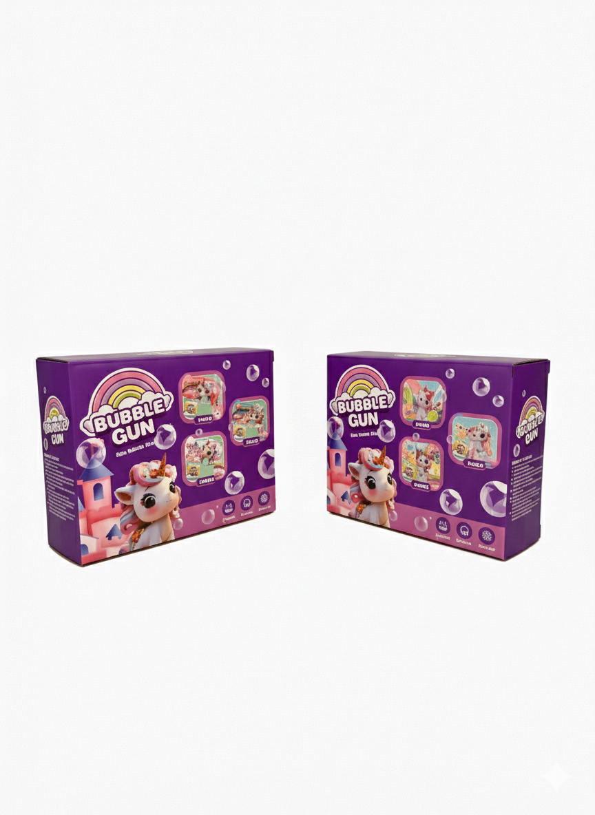 Unicorn Bubble Gun Toy with Lights & Music – Automatic Bubble Blower for Kids