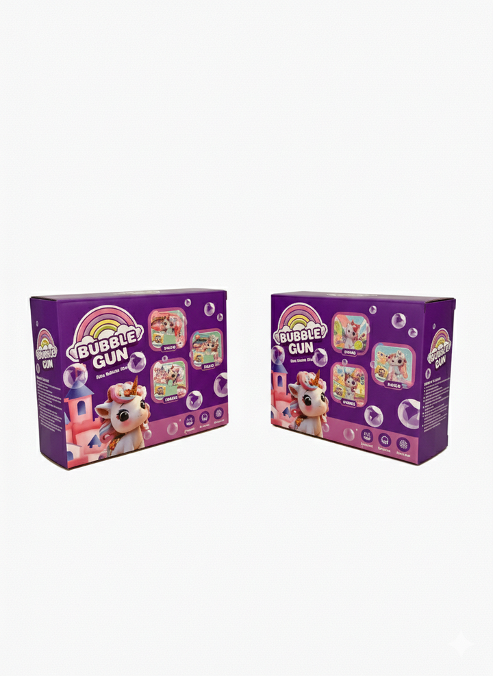 Unicorn Bubble Gun Toy with Lights & Music – Automatic Bubble Blower for Kids