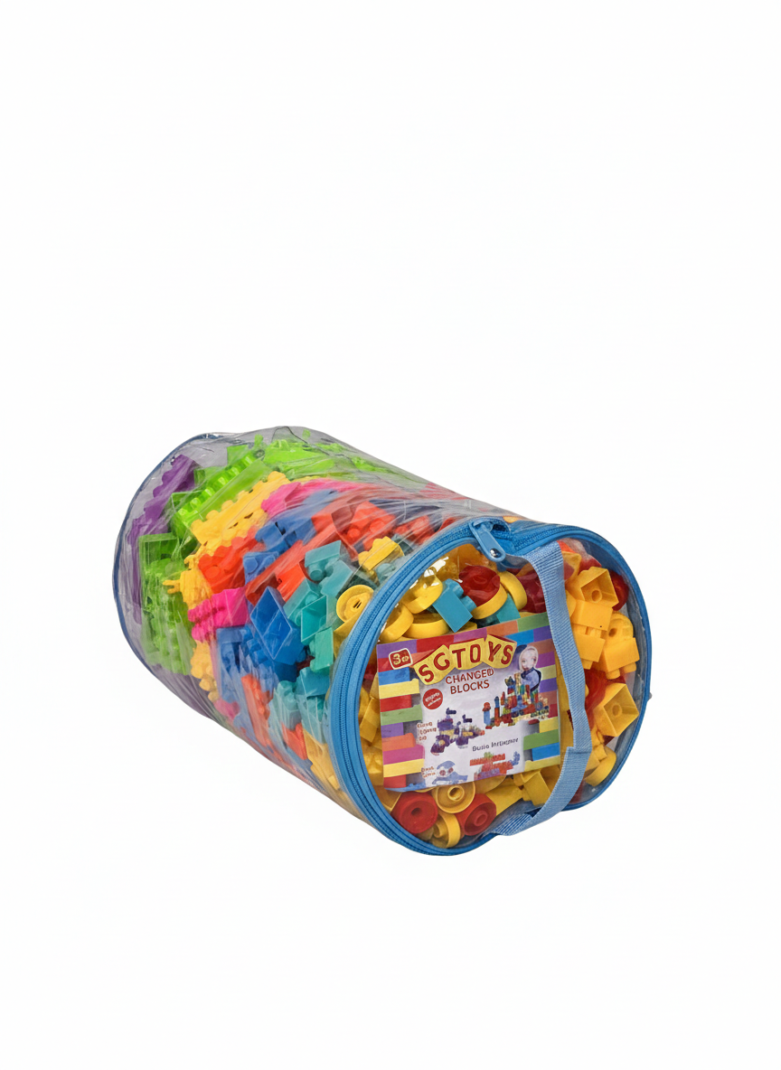 SG Toys Colorful Building Blocks Set – Large Plastic Construction Bricks with Zipper Storage Bag