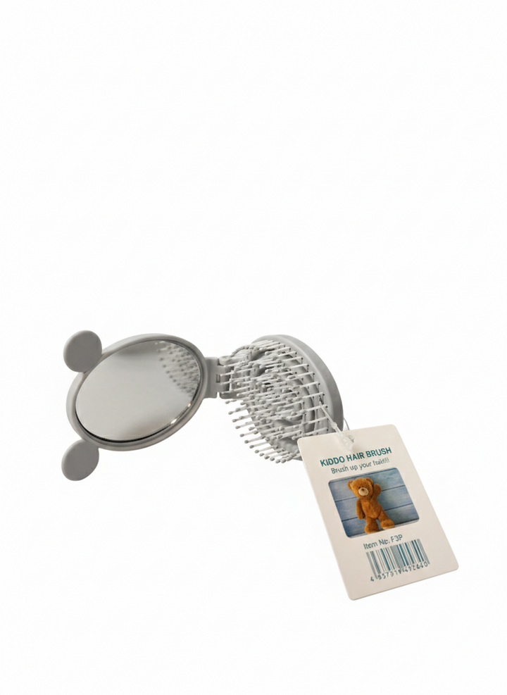 Kiddo Bear Mirror Hair Brush – 2-in-1 Folding Detangling Brush for Kids
