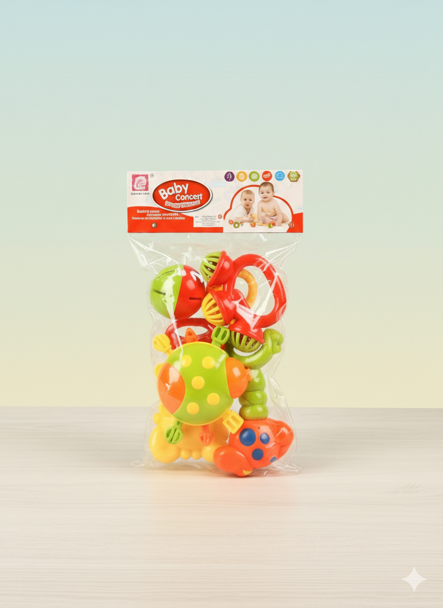 Baby Concert Infant Rattle & Teething Toy Set – Multi-Color Activity Toys Pack