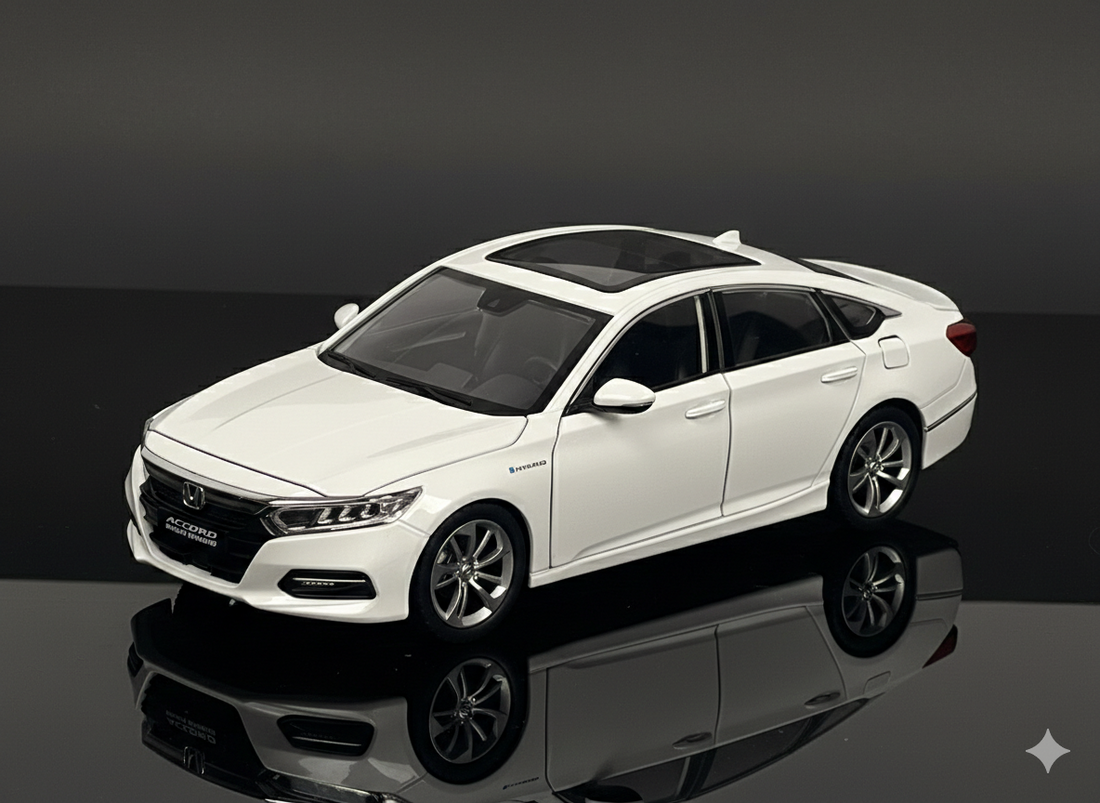 Honda Accord White Die-Cast Model Car – Sound & Light Pull Back Series (1:24 Scale)