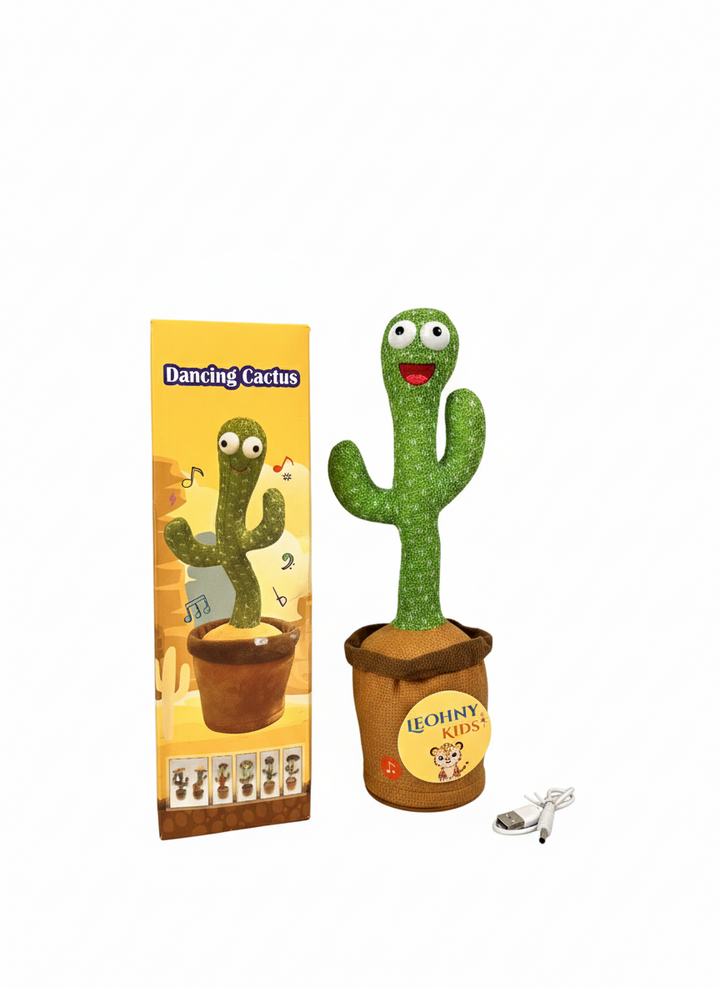 Dancing Cactus Toy with Music & Voice Recording – USB Rechargeable Interactive Plush Toy for Kids