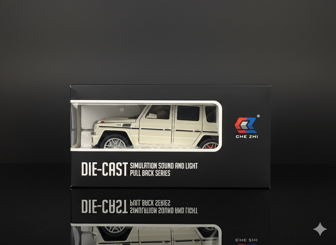 Mercedes-Benz G63 AMG White Die-Cast Model Car – Sound & Light Pull Back Series (1:24 Scale)