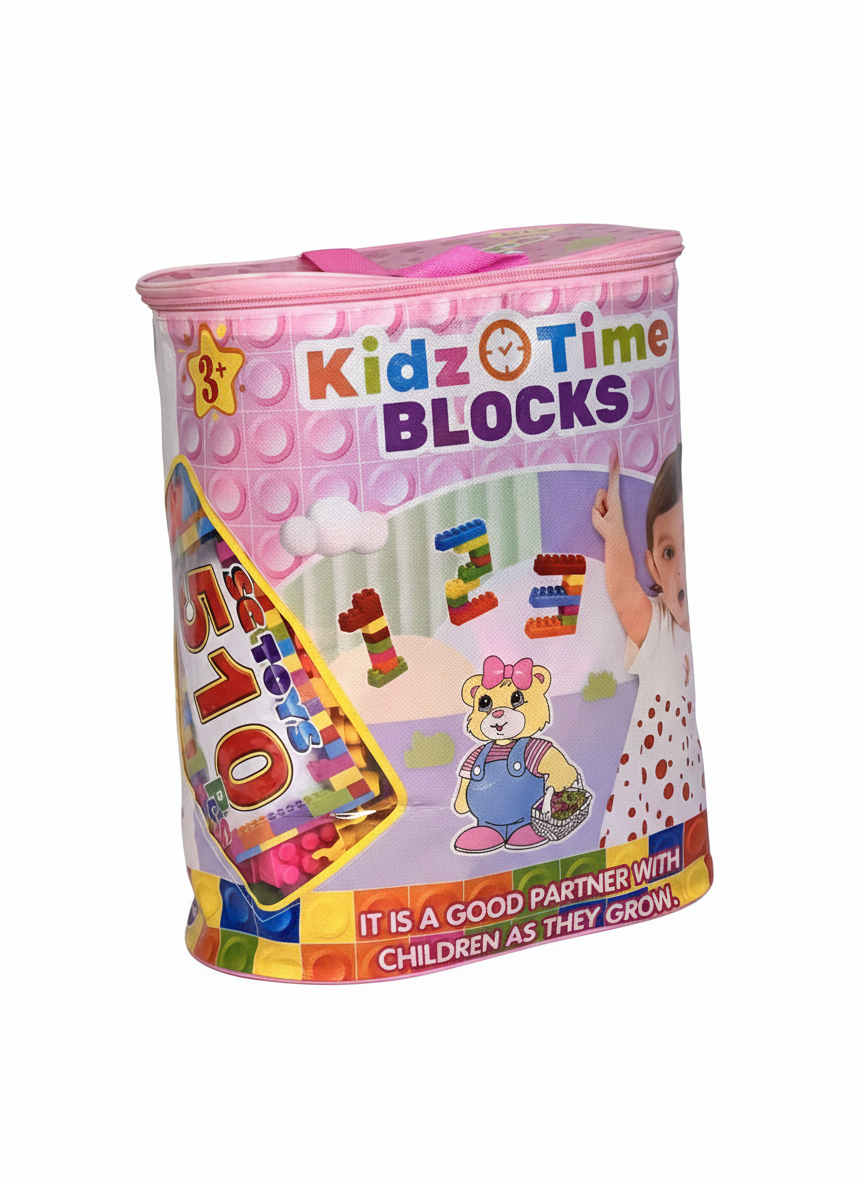 Kidz Time Blocks – Colorful Building Blocks Set for Kids with Zipper Storage Bag - Leohny Kids