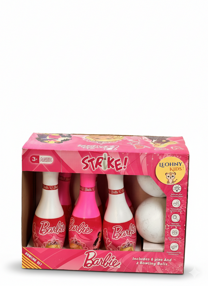 Barbie Kids Bowling Set – 6 Pins with 2 Balls | Indoor Strike Game (Ages 3+)