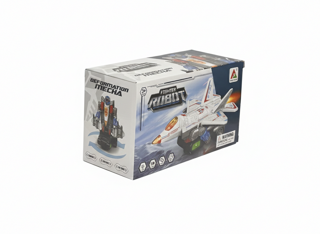 Fighter Robot Transforming Jet Toy with Lights & Sound – 3+ Ages