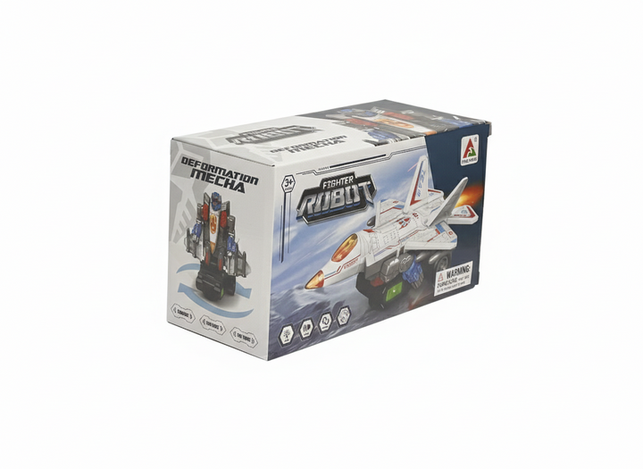 Fighter Robot Transforming Jet Toy with Lights & Sound – 3+ Ages