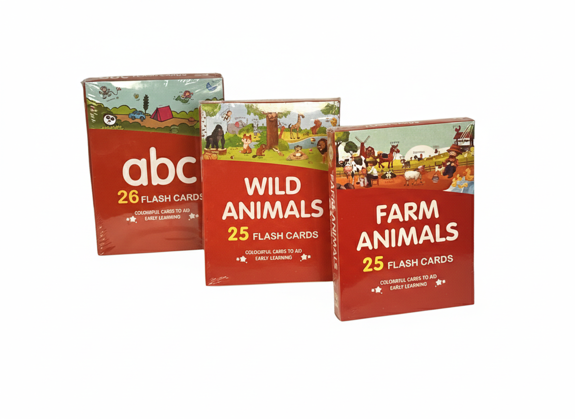 Kids Educational Flash Cards Set – ABC, 123, Animals, Fruits & Places Learning Cards