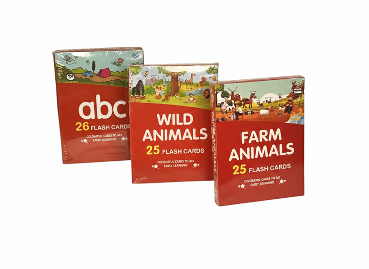 Kids Educational Flash Cards Set – ABC, 123, Animals, Fruits & Places Learning Cards