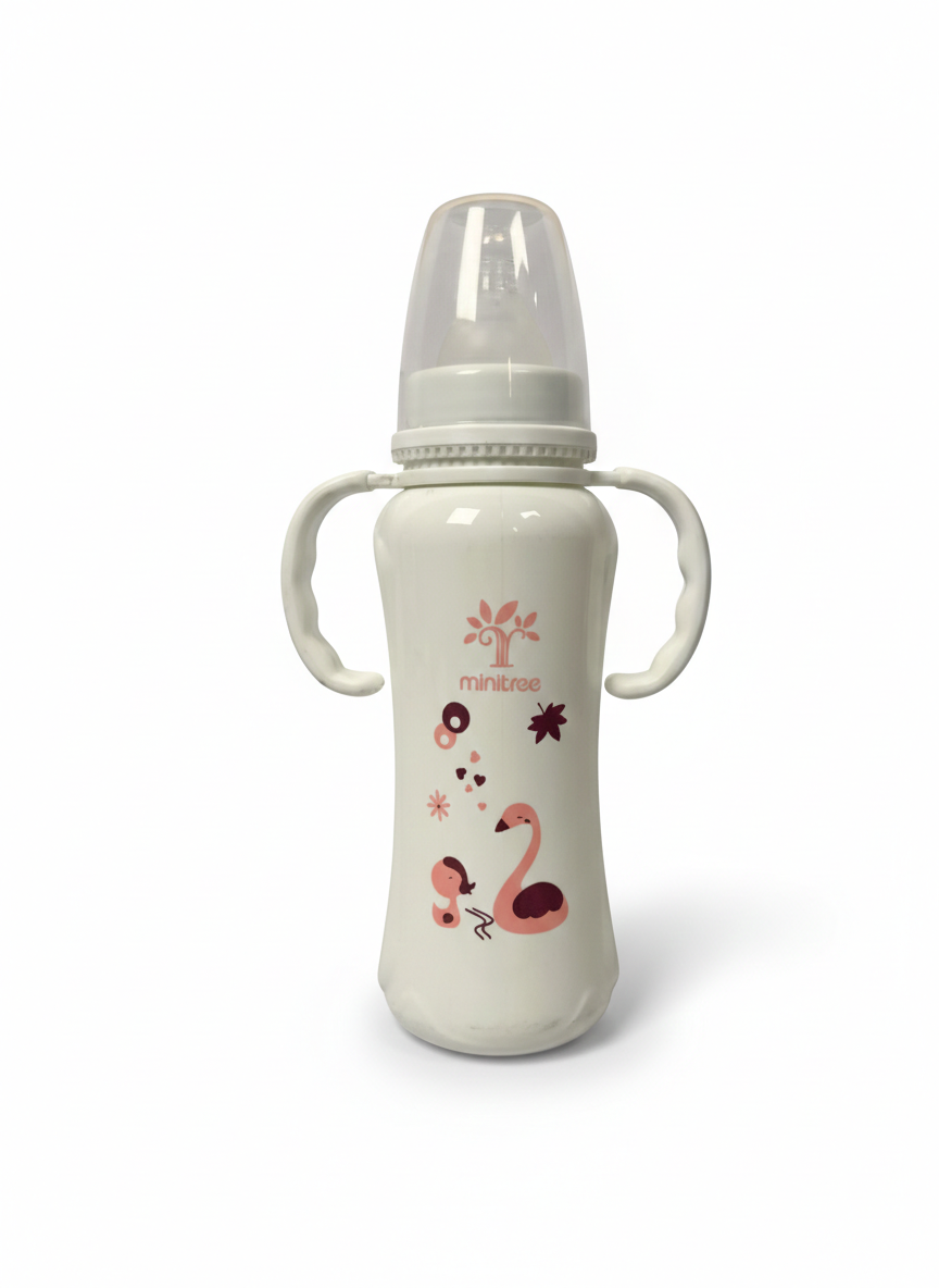 Minitree Baby Feeding Bottle with Handles – Anti-Colic Silicone Nipple