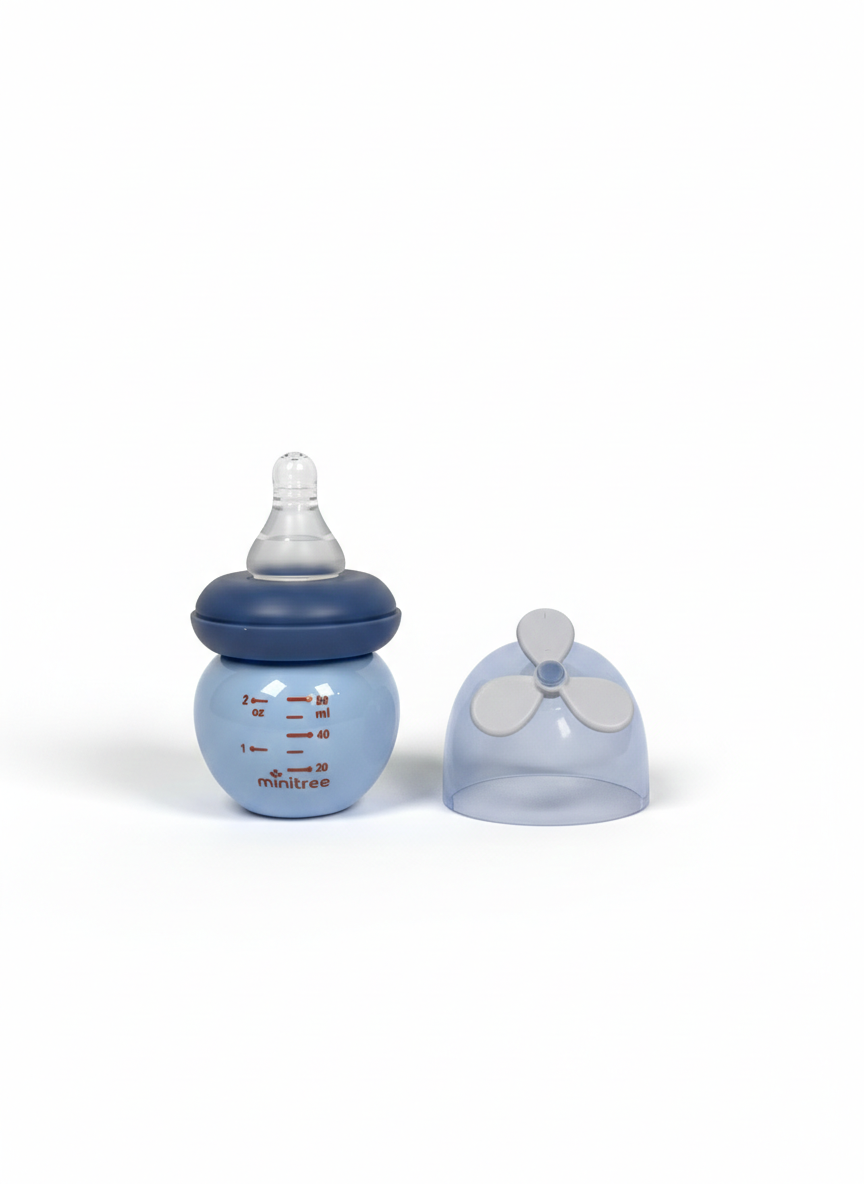 MiniTree Anti-Colic Baby Feeding Bottle with Protective Cap – 60ml (Blue)