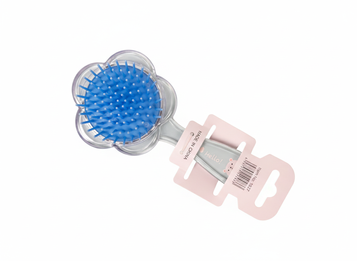 Kiddo Flower Glitter Hair Brush – Cute Bear Detangling Brush for Kids