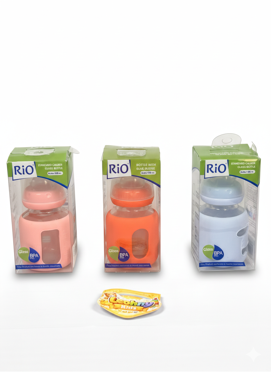 BPA-Free Glass Baby Feeding Bottle (With Silicone Cover)