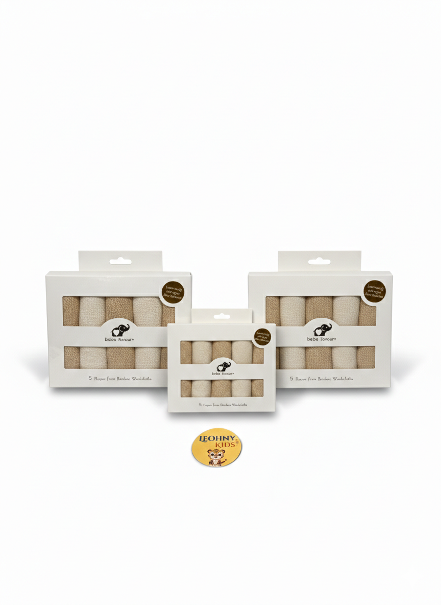 Bebe Favour Bamboo Baby Washcloths – 5 Pack Soft Rayon Towels (Premium Quality)