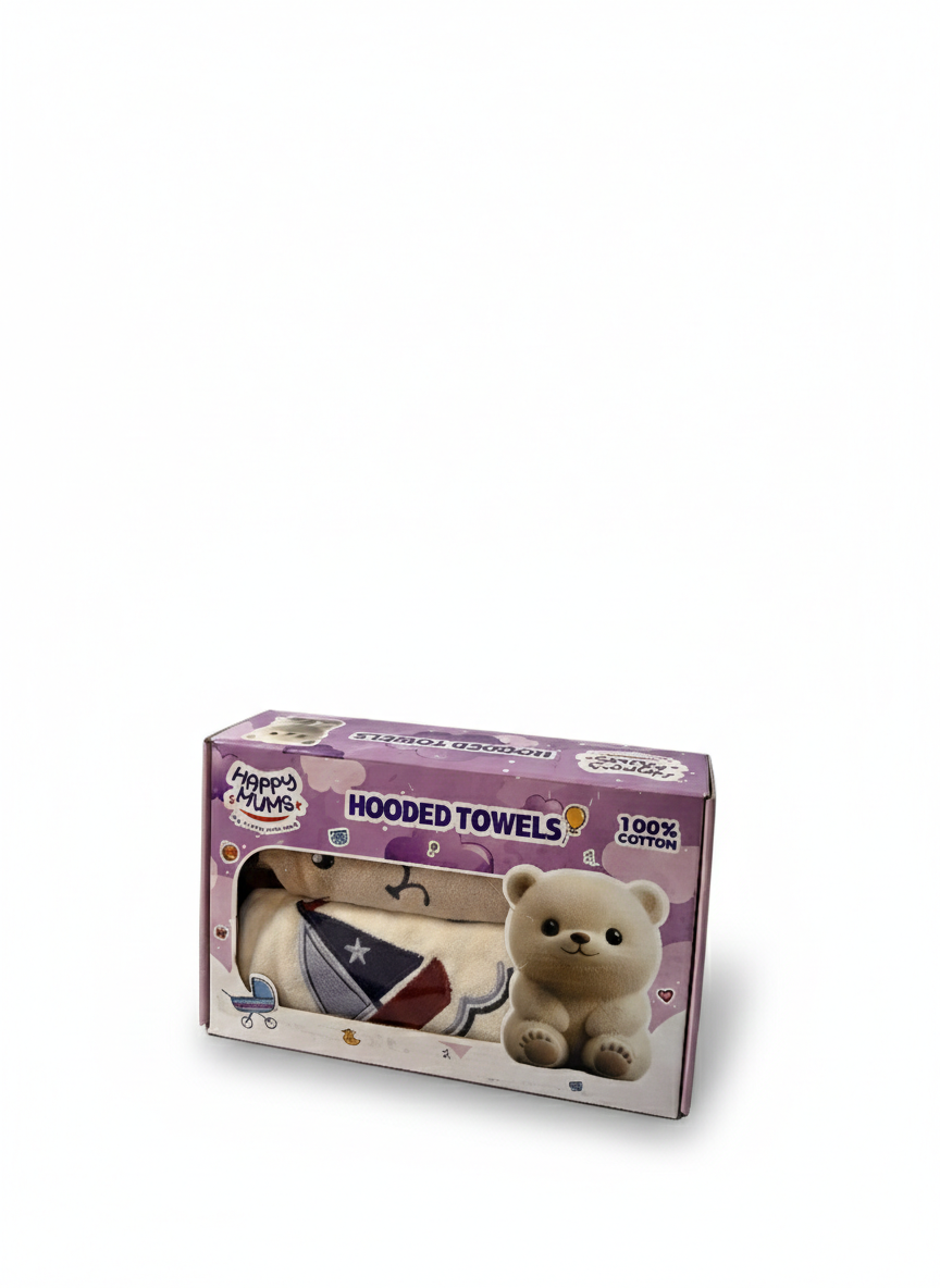 Happy Mums Baby Hooded Towel – 100% Cotton Soft Bath Towel for Newborns