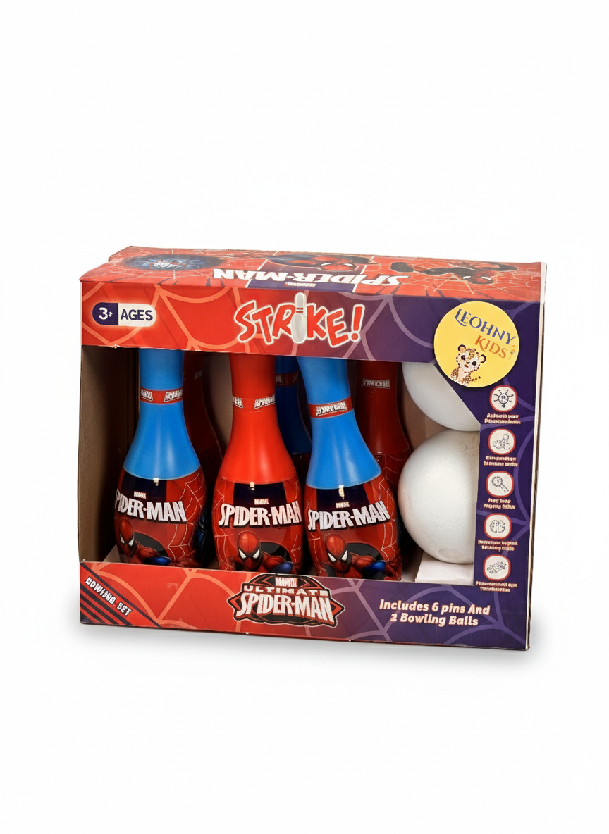Spider-Man Kids Bowling Set – 6 Pins with 2 Balls | Indoor Strike Game (Ages 3+)