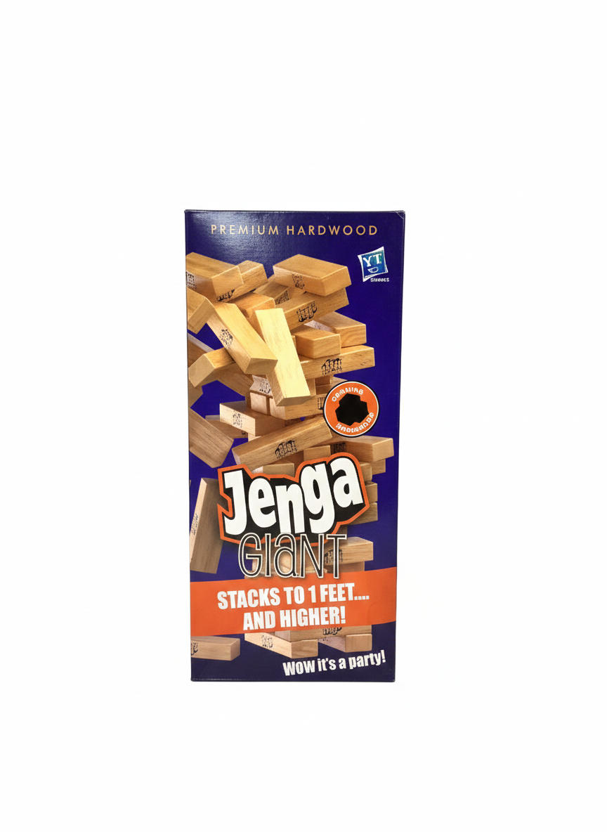 Jenga Giant Premium Hardwood Block Game – Stacks to 1 Feet and Higher