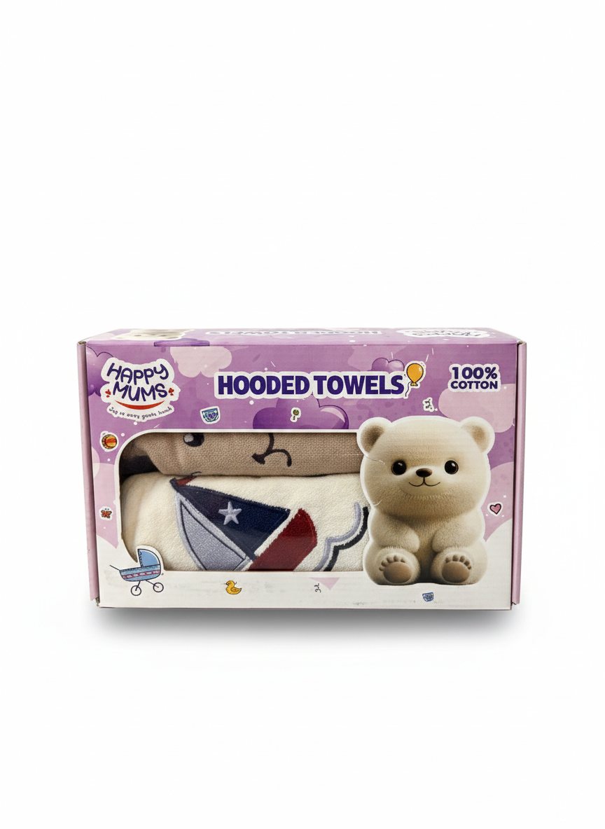 Happy Mums Baby Hooded Towel – 100% Cotton Soft Bath Towel for Newborns