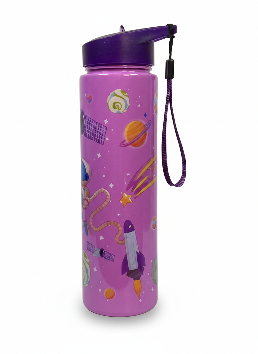 Kids Space Theme Water Bottle – Leakproof Flip Lid with Wrist Strap