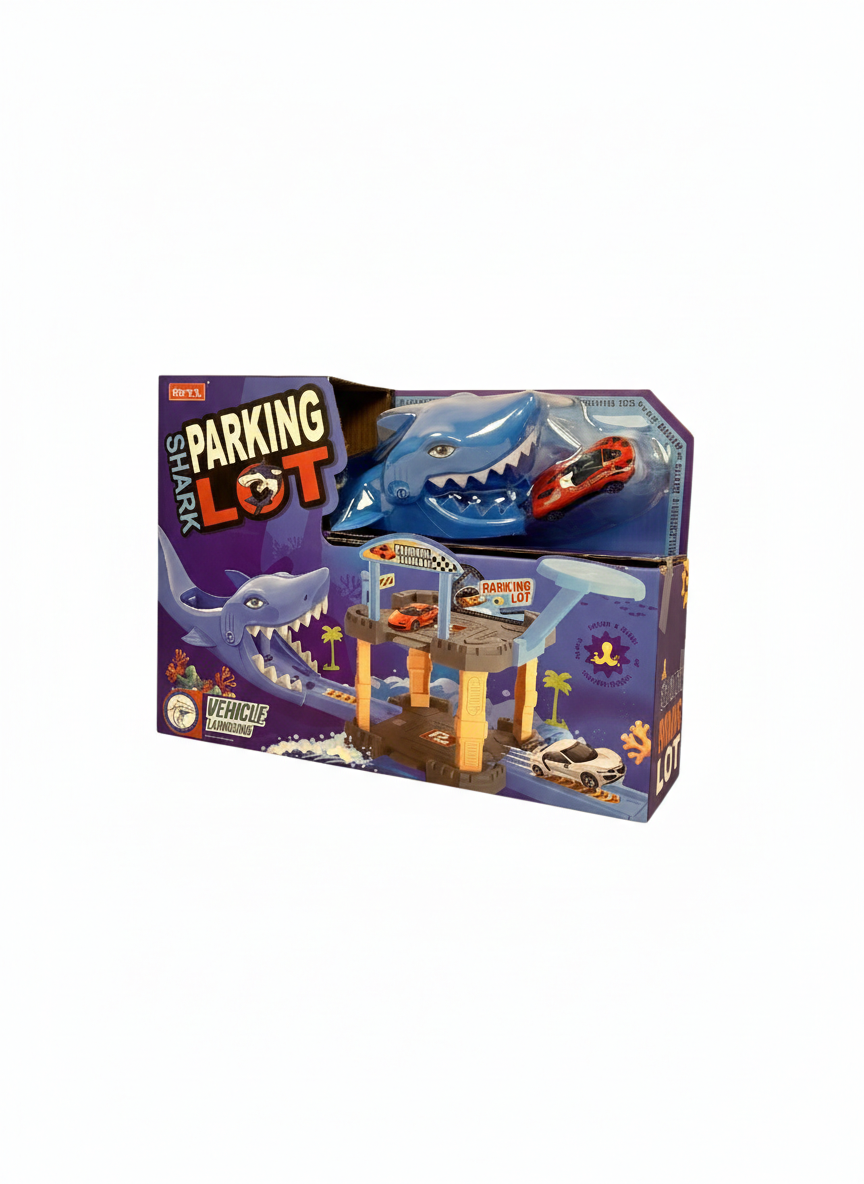 Shark Parking Lot Playset – Vehicle Launching Track with Shark Head & Mini Car (3+ Years)