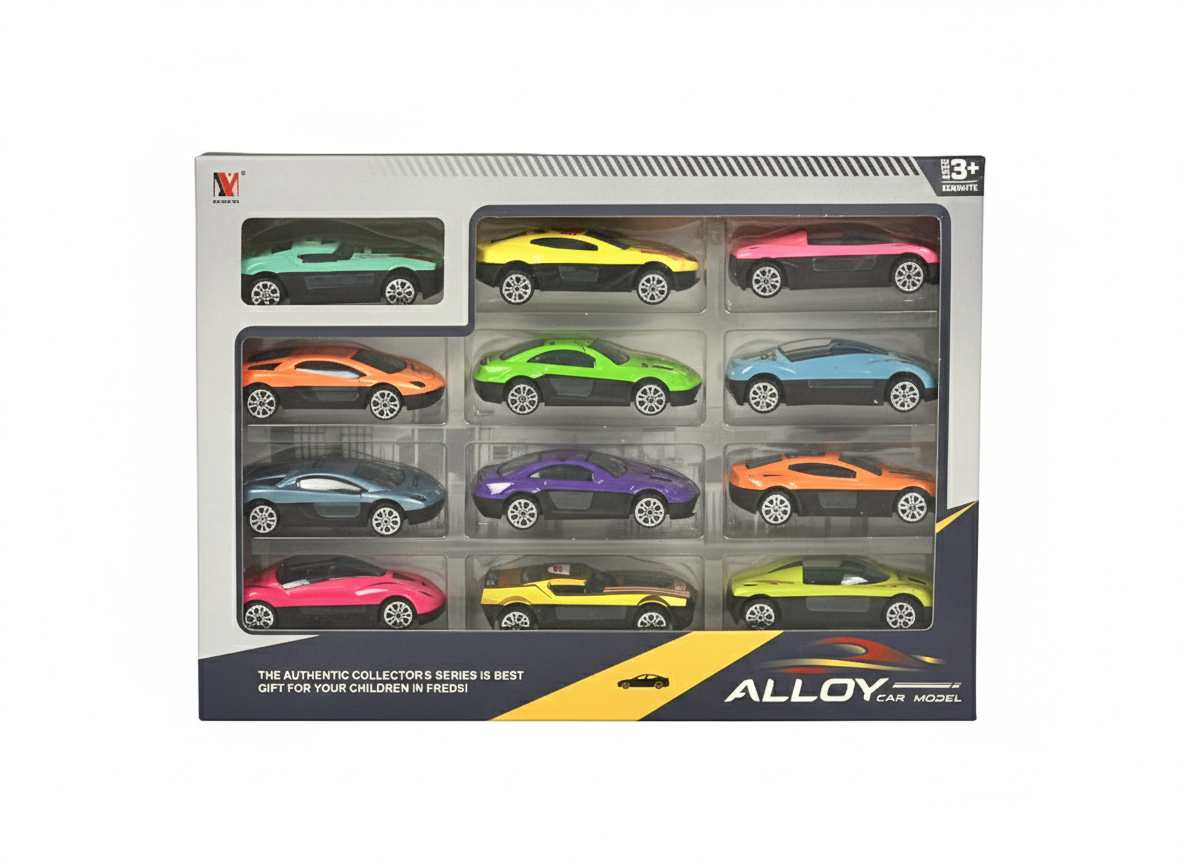 Alloy Car Model Die-Cast Sports Car – Single Piece & 12-Piece Gift Set (3+ Ages)