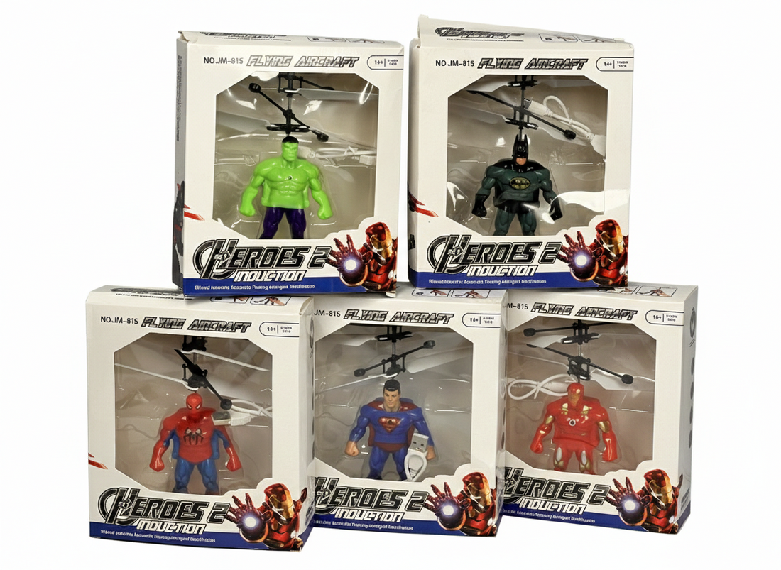 Flying Superhero Helicopter Toy – LED Light Action Figure with Remote Control (Heroes Collection)